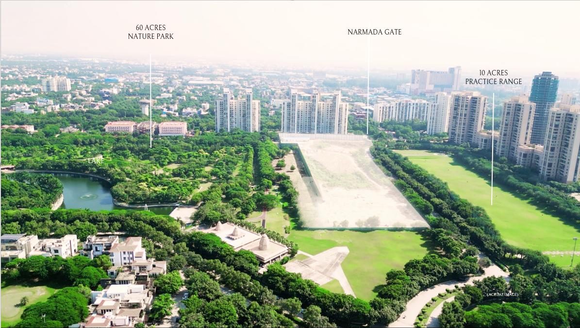 Aerial photograph of the 60-acre nature park within Jaypee Greens township